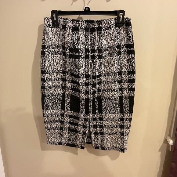 Express Black & White Plaid High Waisted Midi Pencil Skirt Size Small - Picture 4 of 4